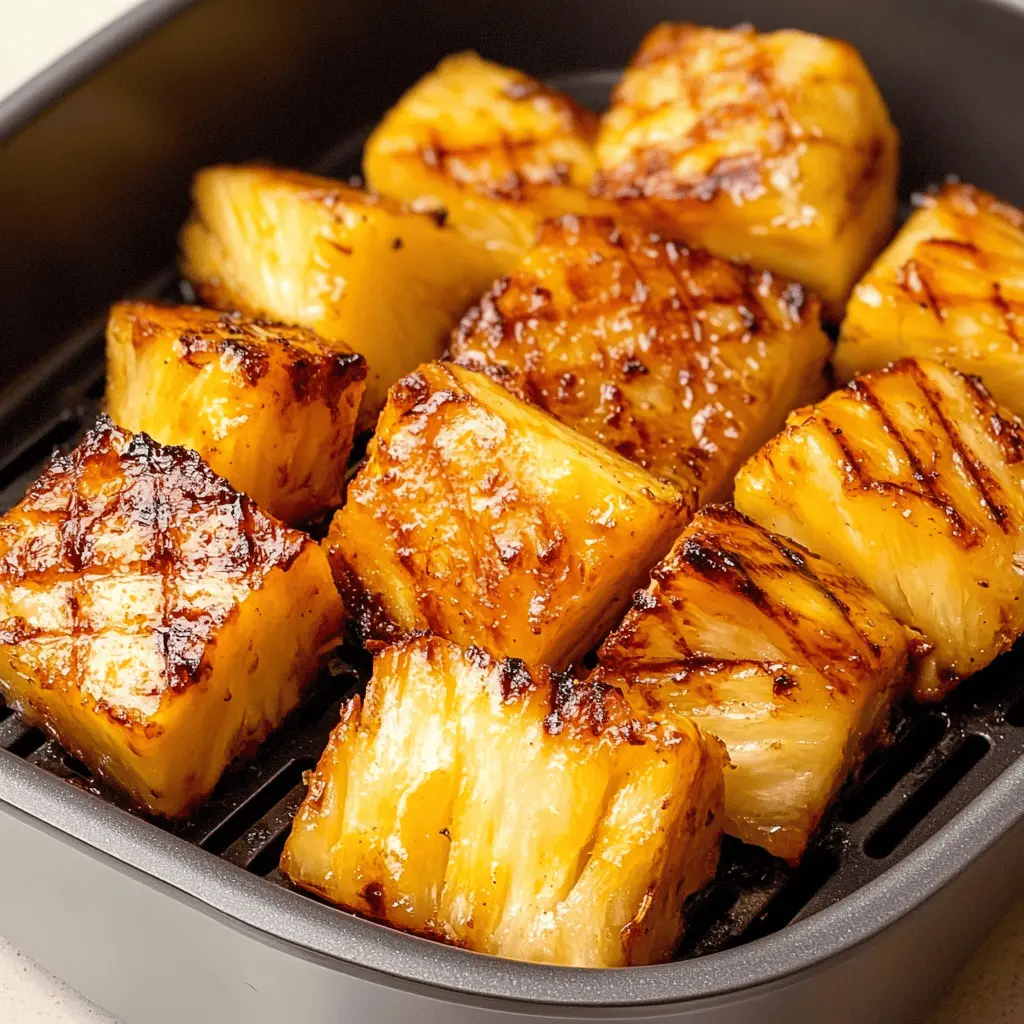 Sweet, juicy pineapple grilled to perfection in your air fryer! This Air Fryer Grilled Pineapple recipe brings out the natural sugars, creating a delicious snack or dessert. Perfect for summer barbecues or as a tropical topping for pancakes and ice cream. Save this easy recipe for your next family gathering or treat yourself anytime!