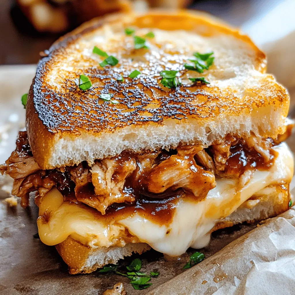 Looking for a delicious twist on classic comfort food? This BBQ Chicken Grilled Cheese features tender chicken, tangy BBQ sauce, and melty cheese between perfectly toasted bread. Perfect for lunch or a cozy dinner! Save this easy recipe for your next meal. Your taste buds will thank you!