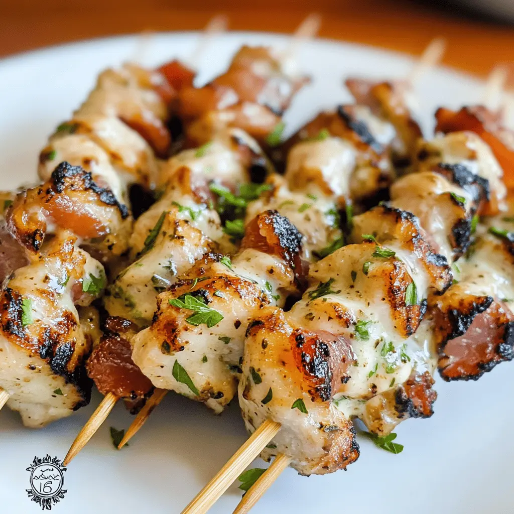 Get ready for the ultimate flavor in every bite! These Chicken Bacon Ranch Kabobs combine juicy chicken, crispy bacon, and zesty ranch seasoning for a grilling experience you won't forget. Perfect for summer barbecues or weeknight dinners, these skewers are simple to make and loaded with taste. Save this recipe for your next gathering and impress your friends and family!