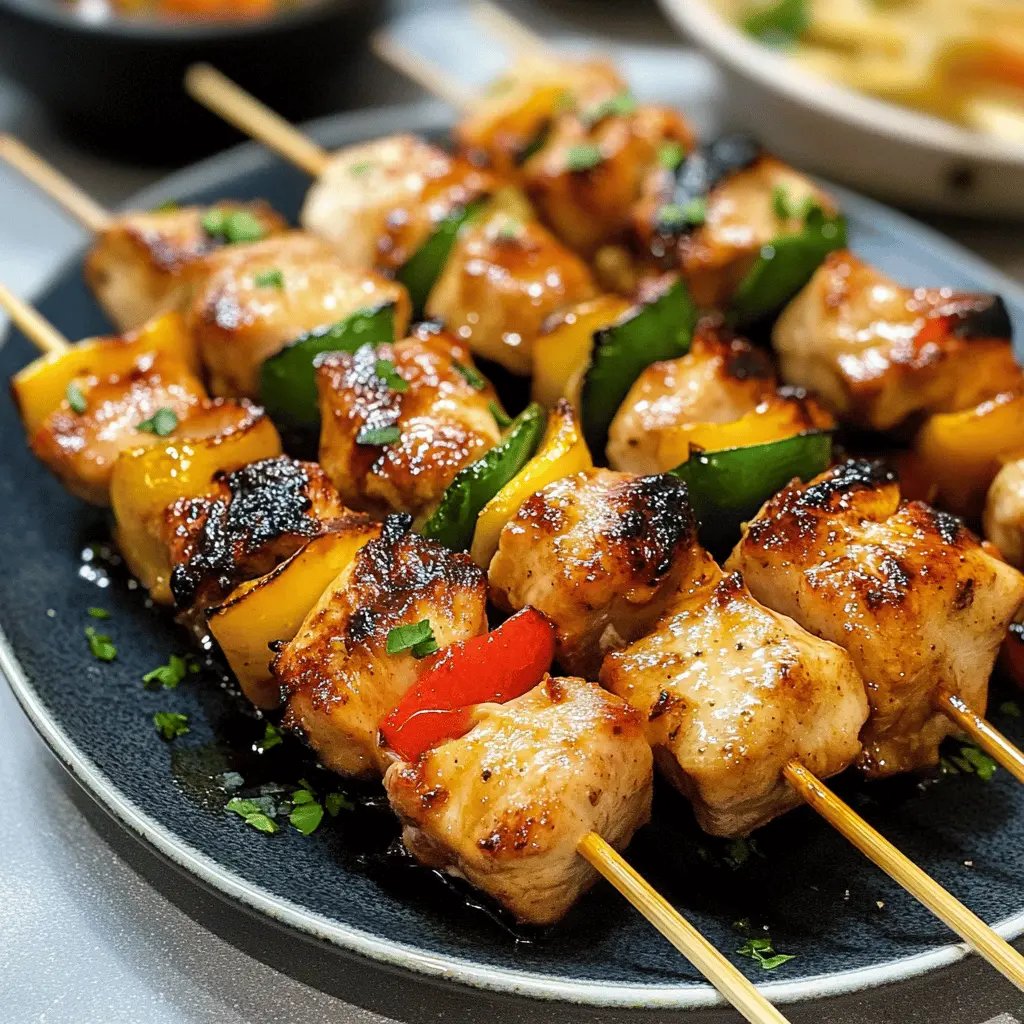 Juicy chicken skewers marinated in a flavorful chicken kabob marinade are perfect for grilling! This recipe brings together tender pieces of chicken and spice, making them a crowd-pleaser at any barbecue. Ideal for summer gatherings or casual weeknight dinners, don't forget to save this pin for your next cookout!