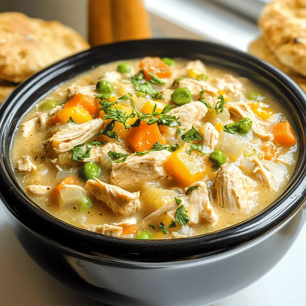 Warm up your dinner routine with this easy Crock Pot Chicken Pot Pie recipe! Tender chicken and fresh vegetables simmer in a creamy sauce, all topped with flaky biscuits. Perfect for busy weeknights or cozy family meals. Save this recipe for a comforting dish everyone will love! Great for chilly evenings or whenever you crave homemade goodness.