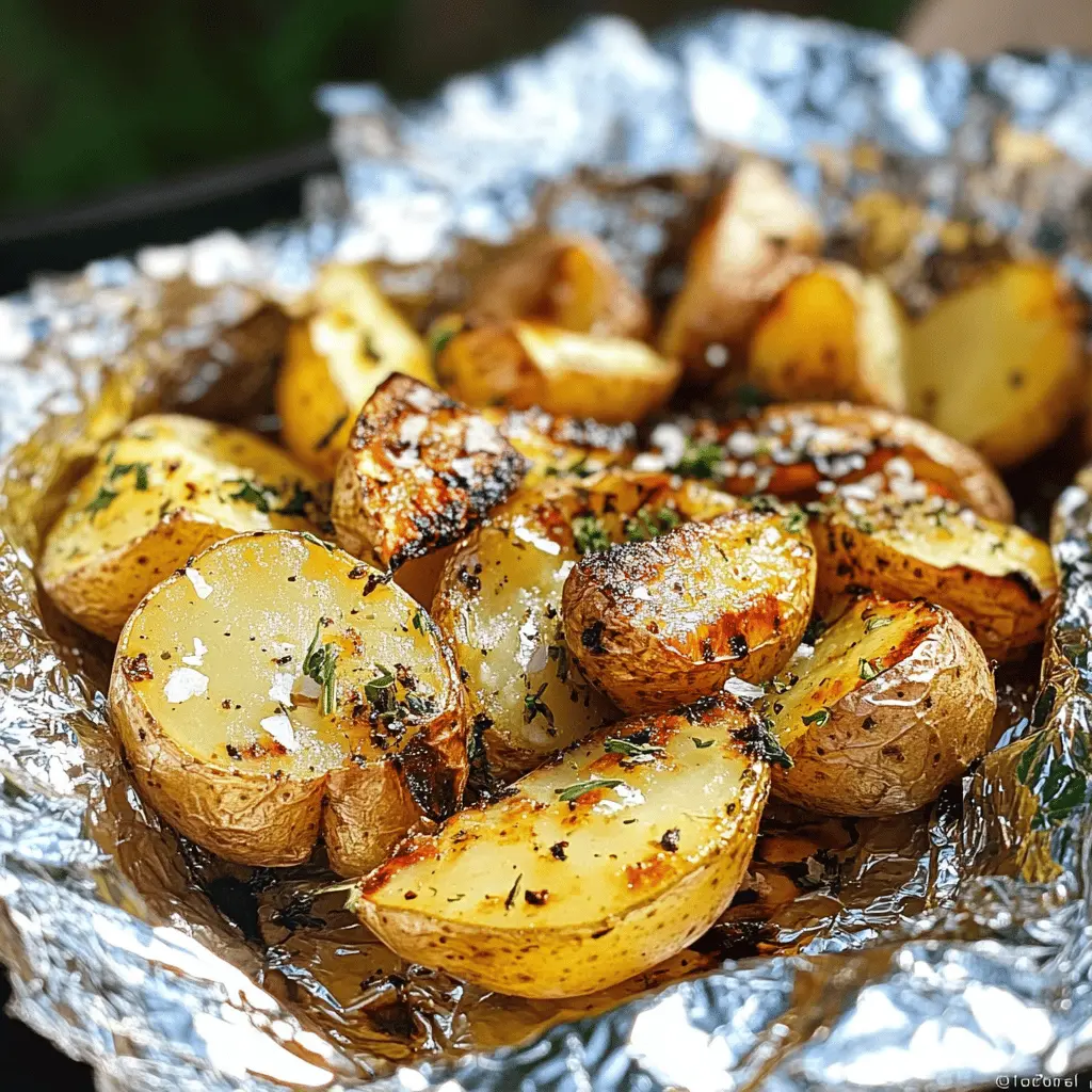 Get ready to enjoy these Garlic Herb Grilled Potatoes wrapped in foil! Perfectly seasoned with garlic and fresh herbs, these potatoes are tender, flavorful, and easy to prepare. Ideal for summer barbecues or a cozy family dinner, just toss them on the grill for a no-mess side dish. Save this recipe for your next outdoor gathering!