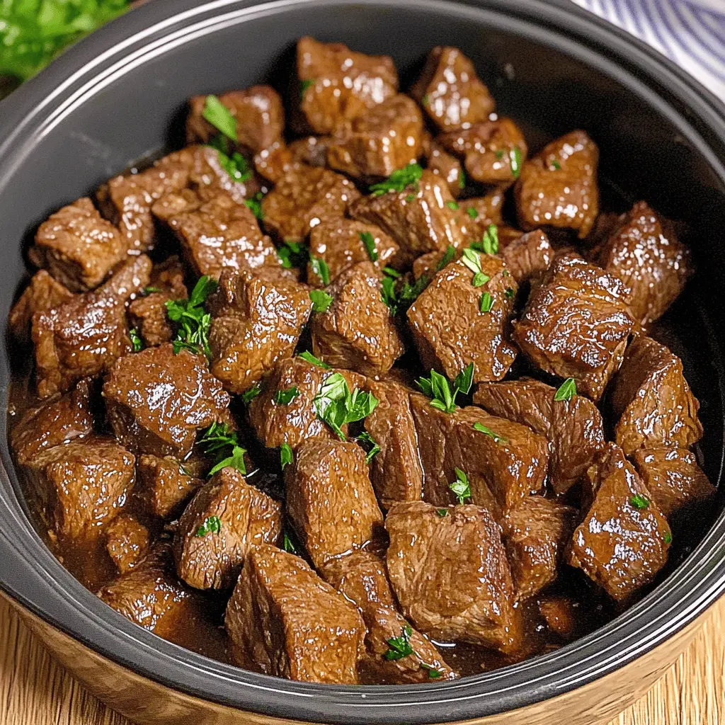 Tender, juicy Slow Cooker Steak Bites are the perfect weeknight dinner! Made with flavorful steak chunks, earthy seasoning, and slowly cooked for maximum taste, these bites are sure to impress. Perfect for serving on game day or as a hearty addition to any meal! Save this recipe now for a deliciously easy dish you'll want to make again and again!
