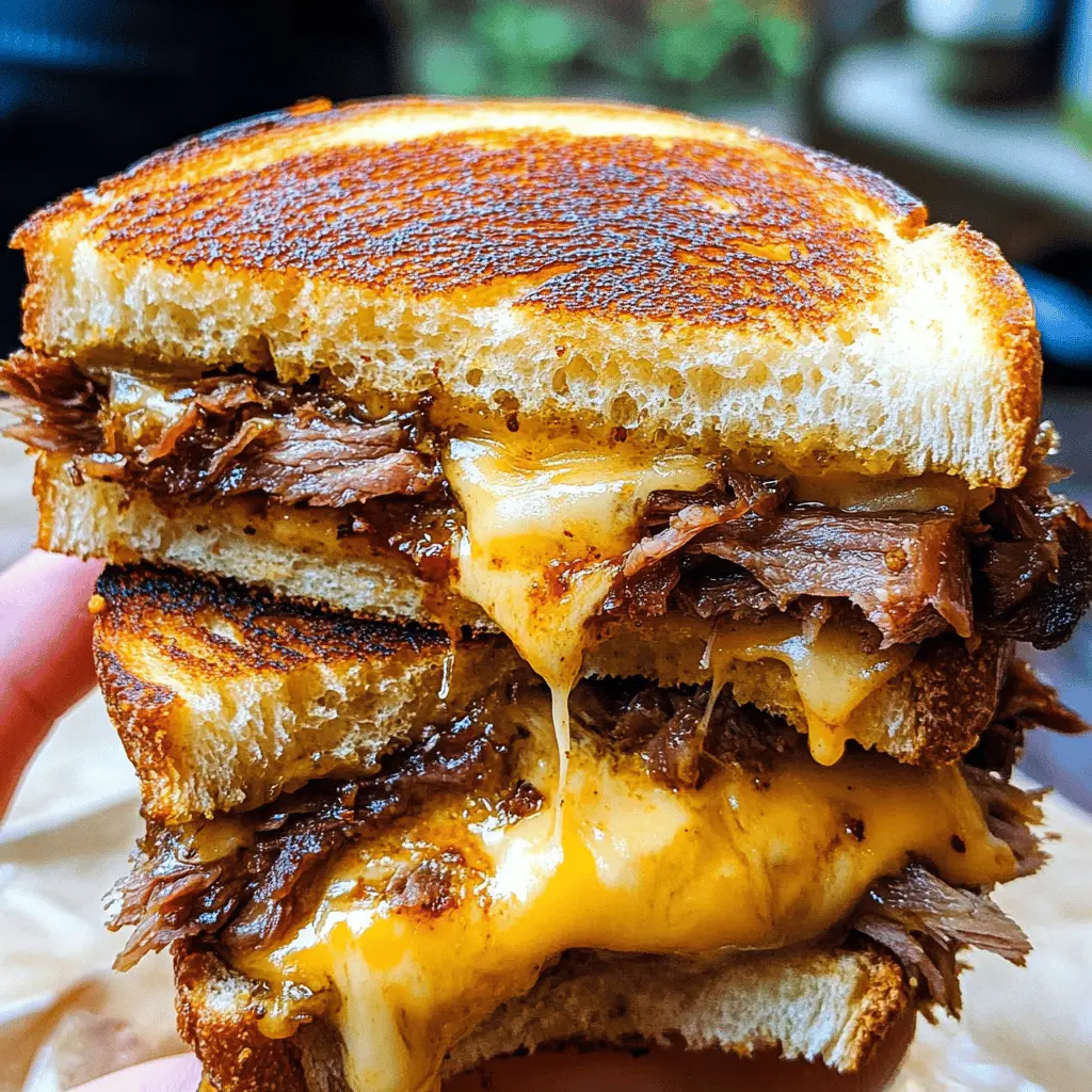 Get ready for a delightful twist on the classic grilled cheese with this Smoked Brisket Grilled Cheese! Featuring tender, smoky brisket layered between gooey, melted cheese, this sandwich is packed with flavor. Perfect for lunch or a casual dinner, it's sure to impress your friends and family. Save this recipe for your next gathering and bring some comfort food magic to your table!